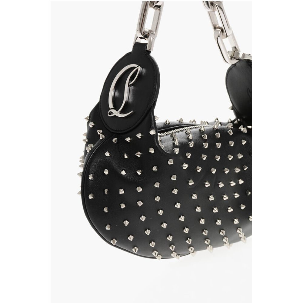 Zincir saplı Christian Louboutin çivili deri hobo çanta